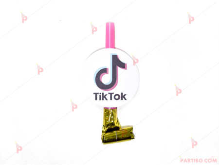 Свирки за парти тип лента к-т 10бр. с декор ТикТок / TikTok