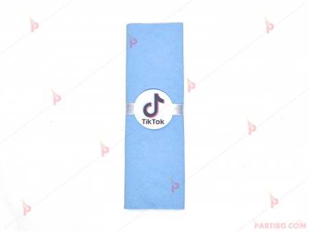Салфетка едноцветна в синьо и тематичен декор ТикТок / TikTok