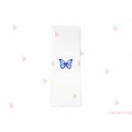 Салфетка едноцветна в бяло и тематичен декор Синя пеперуда | PARTIBG.COM