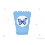 Кофичка за пуканки/чипс с декор Синя пеперуда в синьо | PARTIBG.COM