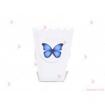Кофичка за пуканки/чипс с декор Синя пеперуда в бяло | PARTIBG.COM