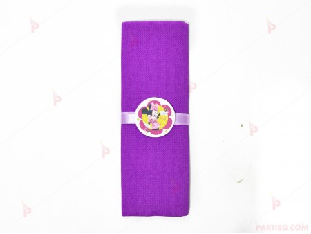 Салфетка едноцветна в лилаво и тематичен декор Мини Маус / Minnie Mousee