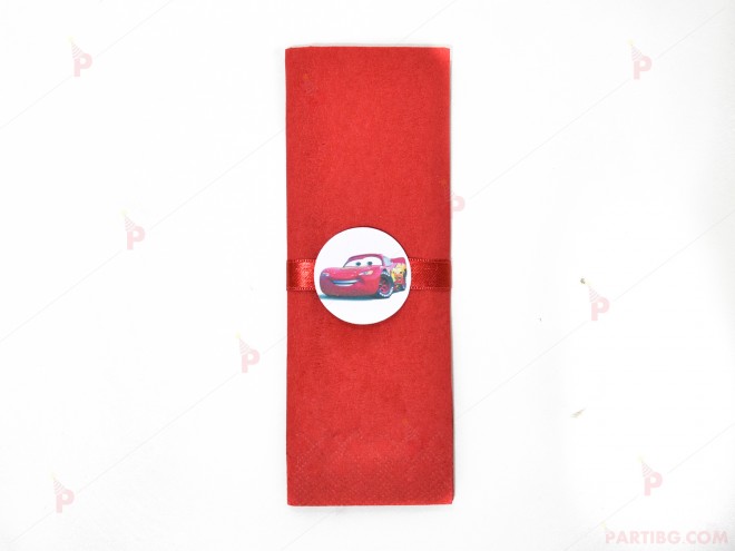 Салфетка едноцветна в червено и тематичен декор Колите / Cars | PARTIBG.COM