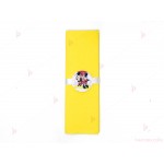 Салфетка едноцветна в жълто и тематичен декор Мини и Мики Маус | PARTIBG.COM
