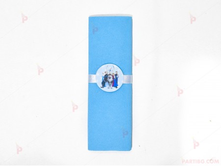 Салфетка едноцветна в синьо и тематичен декор Леденото кралство / Frozen
