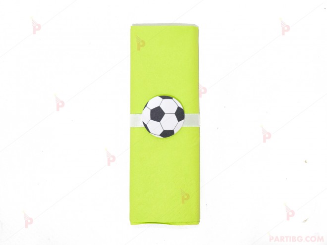 Салфетка едноцветна в зелено и тематичен декор футболна топка | PARTIBG.COM