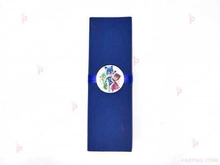 Салфетка едноцветна в тъмно синьо и тематичен декор Пи джей маск/ PJ MASKS