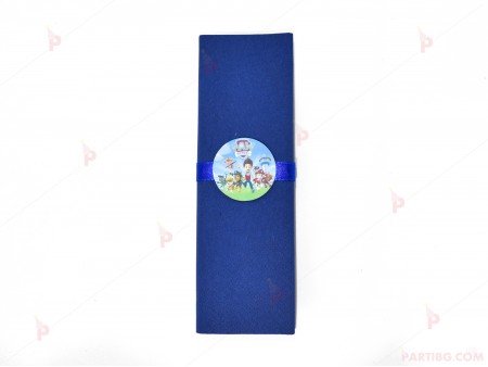 Салфетка едноцветна в тъмно синьо и тематичен декор Пес Патрул / Paw Patrol