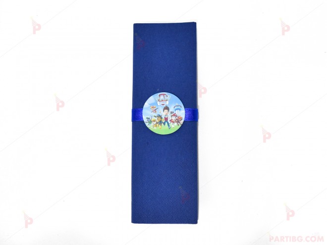 Салфетка едноцветна в тъмно синьо и тематичен декор Пес Патрул / Paw Patrol | PARTIBG.COM