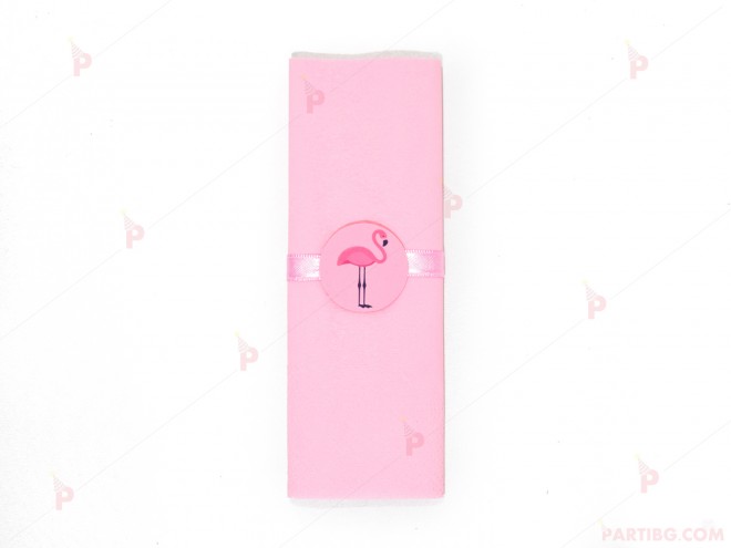 Салфетка едноцветна в розово и тематичен декор Фламинго | PARTIBG.COM