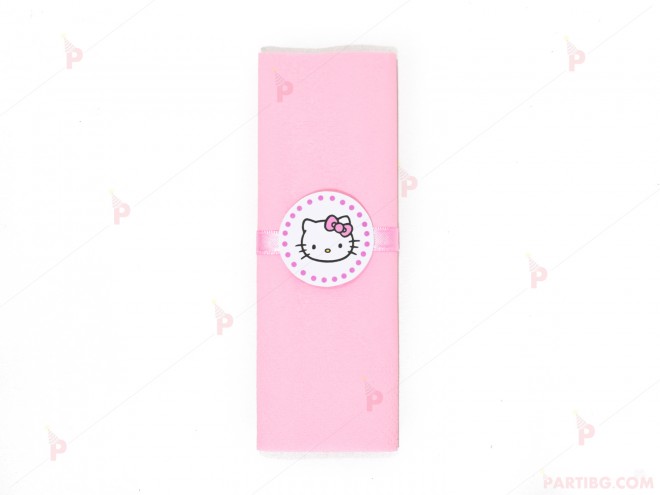 Салфетка едноцветна в розово и тематичен декор Кити / Hello Kitty | PARTIBG.COM