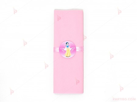 Салфетка едноцветна в розово и тематичен декор Снежанка и седемте джуджета/Snow White and the Seven Dwarfs