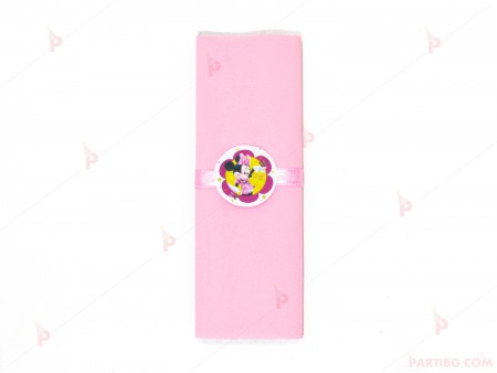 Салфетка едноцветна в розово и тематичен декор Мини Маус / Minnie Mousee