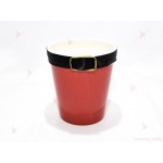 Коледен подарък - червена керамична саксия с коланче | PARTIBG.COM