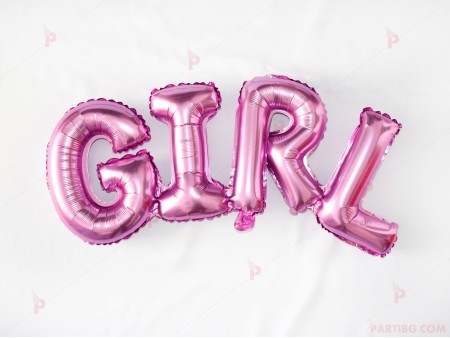 Фолиев балон надпис "GIRL" в розово