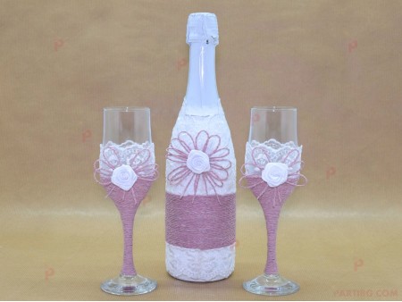 Комплект чаши с шампанско в лилаво