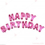 Фолиеви балони розови - надпис "Happy birthday" | PARTIBG.COM