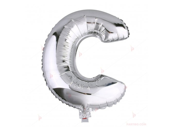 Фолиев балон буква "C" - сребрист 1м. | PARTIBG.COM