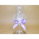 Украса за ритуални чаши с лилава сатенена лента и розичка | PARTIBG.COM