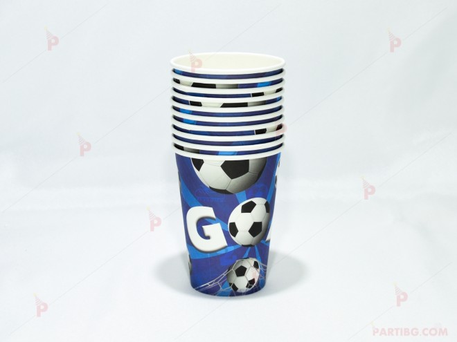 Чашки к-т 10бр. сини с футболни топки | PARTIBG.COM